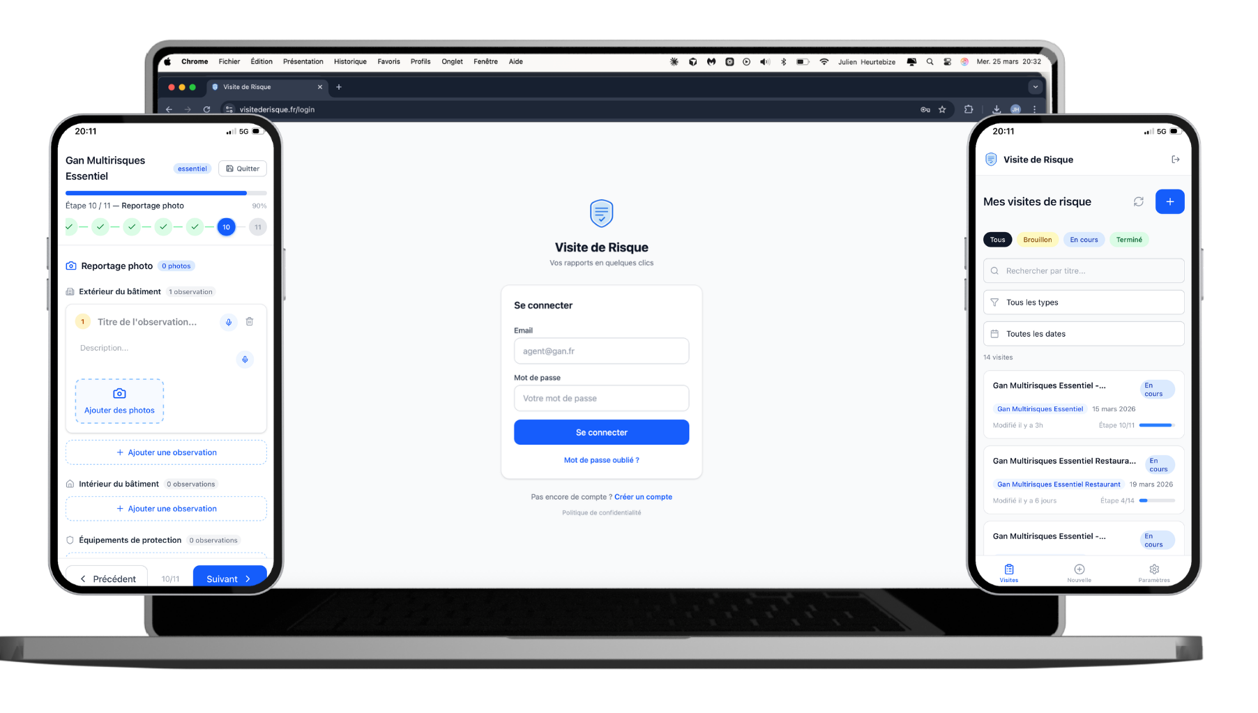 Visite de Risque sur ordinateur et smartphone